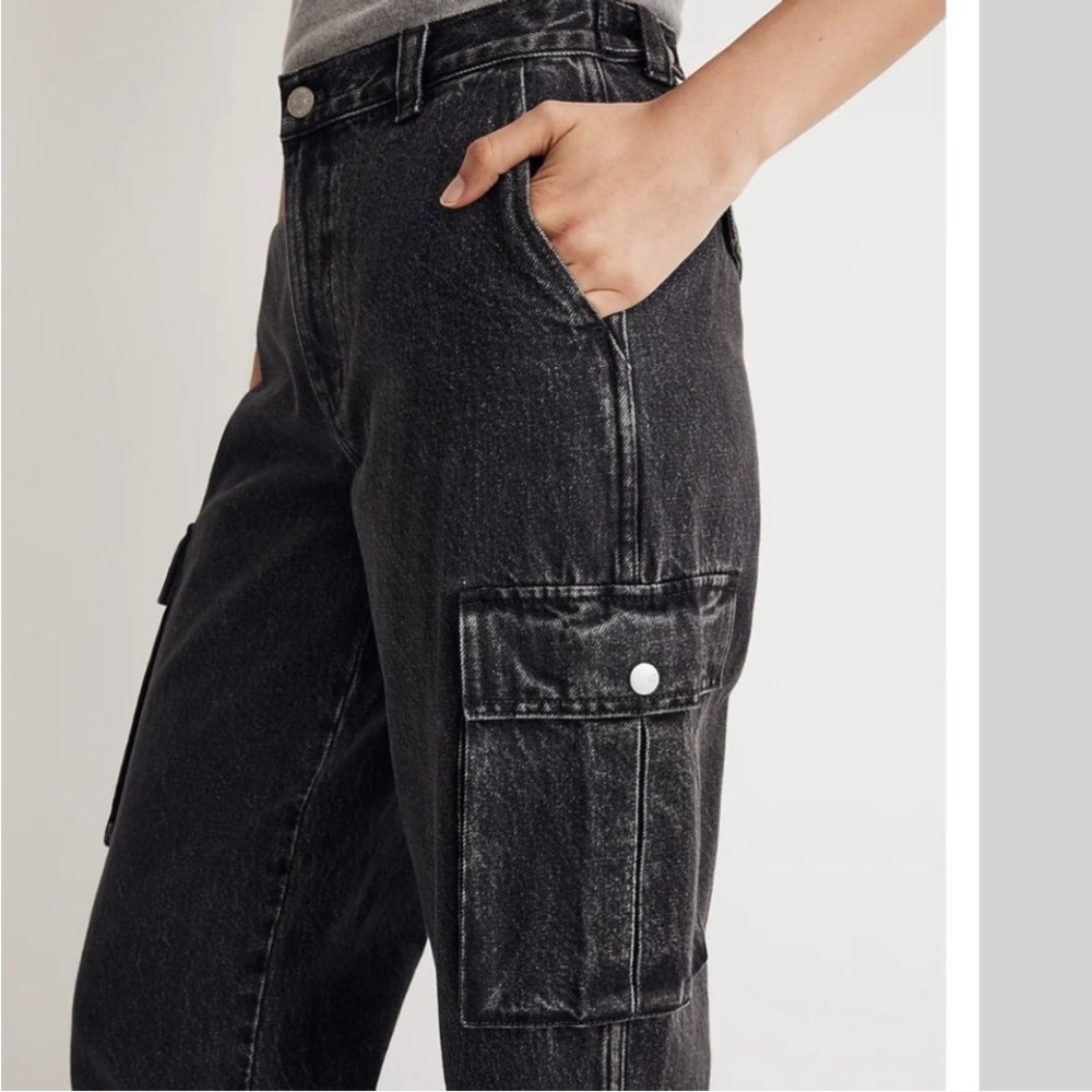 Madewell Low Slung Cargo Black Wash Denim Jeans Size 27. - Picture 4 of 15